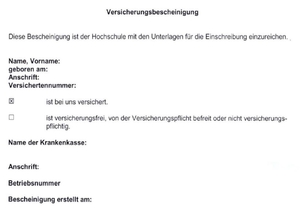 Studium Hinweise Zur Krankenversicherungsbescheinigung